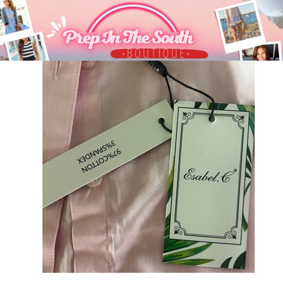 Beautiful Esabel C. Pink Button Down Dress Shirt NWT M - Picture 11 of 12